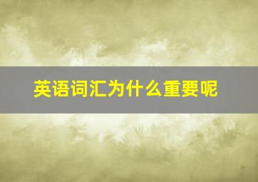 英语词汇为什么重要呢