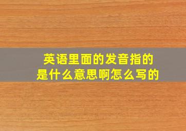 英语里面的发音指的是什么意思啊怎么写的