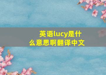 英语lucy是什么意思啊翻译中文