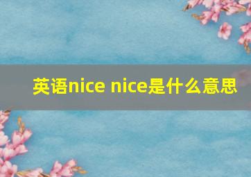 英语nice nice是什么意思