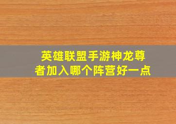 英雄联盟手游神龙尊者加入哪个阵营好一点