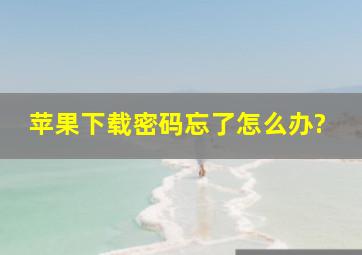 苹果下载密码忘了怎么办?