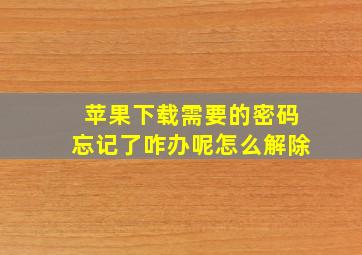 苹果下载需要的密码忘记了咋办呢怎么解除