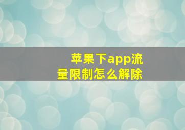 苹果下app流量限制怎么解除