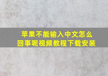 苹果不能输入中文怎么回事呢视频教程下载安装