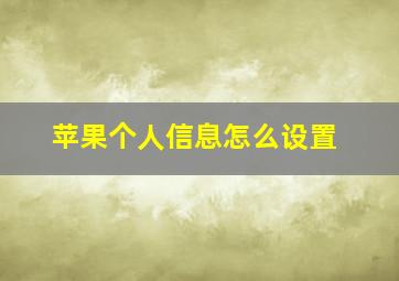 苹果个人信息怎么设置