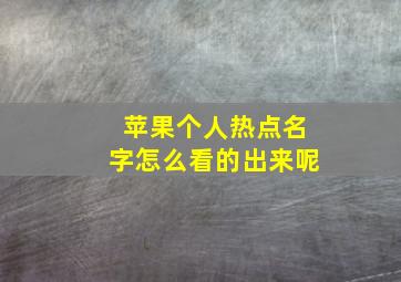 苹果个人热点名字怎么看的出来呢