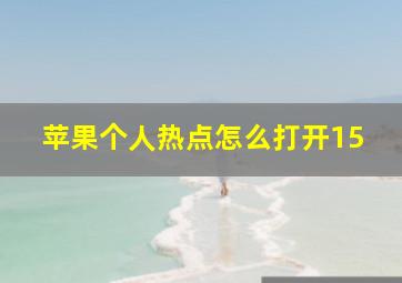 苹果个人热点怎么打开15