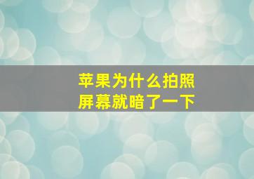 苹果为什么拍照屏幕就暗了一下