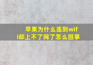 苹果为什么连到wifi却上不了网了怎么回事