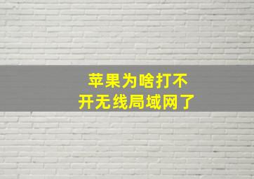 苹果为啥打不开无线局域网了