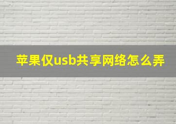 苹果仅usb共享网络怎么弄