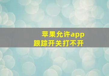 苹果允许app跟踪开关打不开