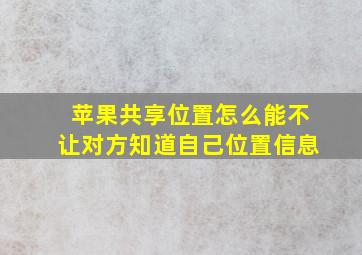 苹果共享位置怎么能不让对方知道自己位置信息