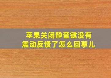 苹果关闭静音键没有震动反馈了怎么回事儿