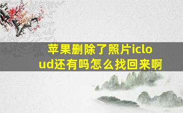 苹果删除了照片icloud还有吗怎么找回来啊