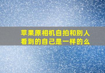 苹果原相机自拍和别人看到的自己是一样的么