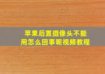 苹果后置摄像头不能用怎么回事呢视频教程