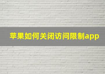 苹果如何关闭访问限制app