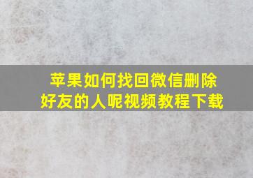 苹果如何找回微信删除好友的人呢视频教程下载