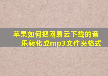 苹果如何把网易云下载的音乐转化成mp3文件夹格式