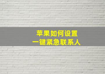 苹果如何设置一键紧急联系人