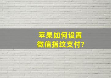 苹果如何设置微信指纹支付?