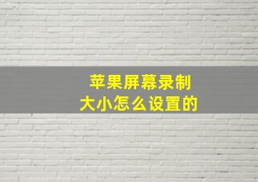 苹果屏幕录制大小怎么设置的