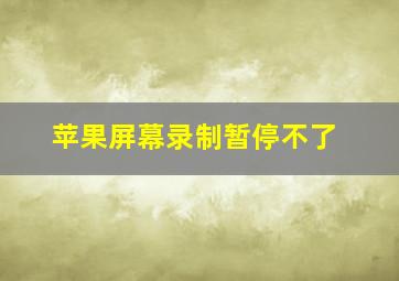 苹果屏幕录制暂停不了