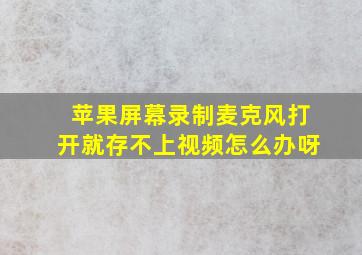 苹果屏幕录制麦克风打开就存不上视频怎么办呀