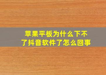 苹果平板为什么下不了抖音软件了怎么回事