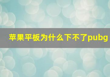 苹果平板为什么下不了pubg