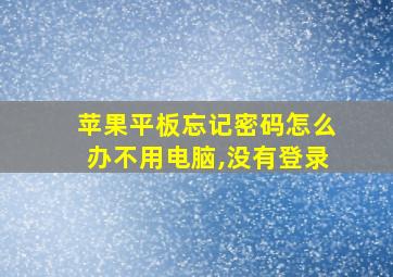 苹果平板忘记密码怎么办不用电脑,没有登录