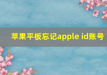 苹果平板忘记apple id账号