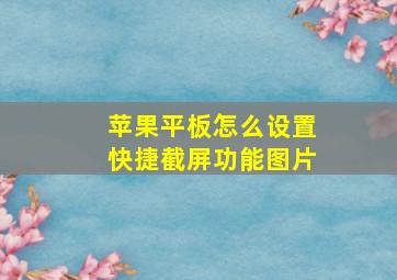 苹果平板怎么设置快捷截屏功能图片