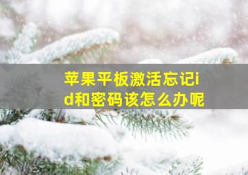 苹果平板激活忘记id和密码该怎么办呢