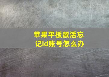 苹果平板激活忘记id账号怎么办