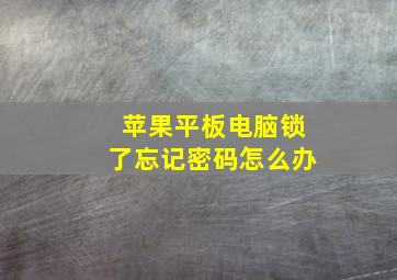 苹果平板电脑锁了忘记密码怎么办