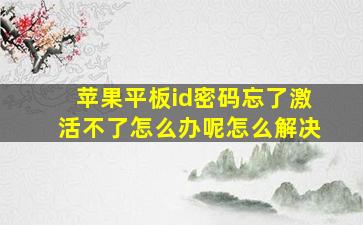 苹果平板id密码忘了激活不了怎么办呢怎么解决