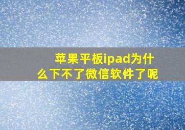 苹果平板ipad为什么下不了微信软件了呢