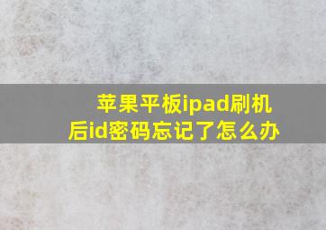 苹果平板ipad刷机后id密码忘记了怎么办