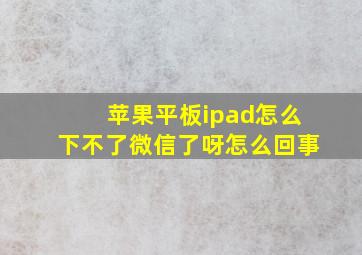 苹果平板ipad怎么下不了微信了呀怎么回事