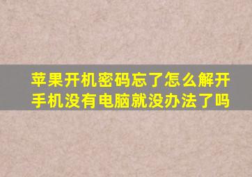 苹果开机密码忘了怎么解开手机没有电脑就没办法了吗