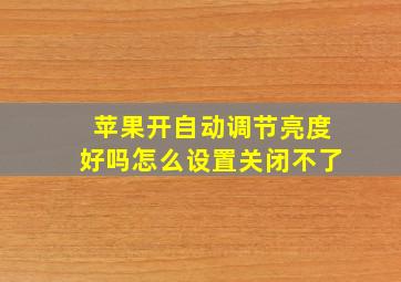 苹果开自动调节亮度好吗怎么设置关闭不了