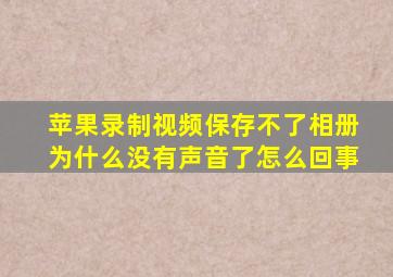 苹果录制视频保存不了相册为什么没有声音了怎么回事