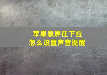 苹果录屏往下拉怎么设置声音提醒