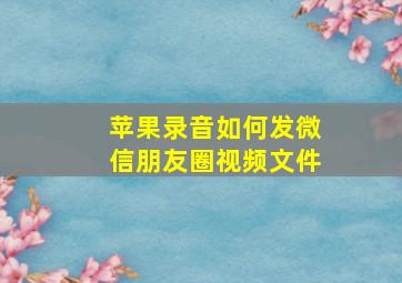 苹果录音如何发微信朋友圈视频文件