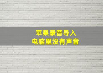 苹果录音导入电脑里没有声音