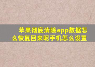 苹果彻底清除app数据怎么恢复回来呢手机怎么设置