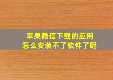 苹果微信下载的应用怎么安装不了软件了呢